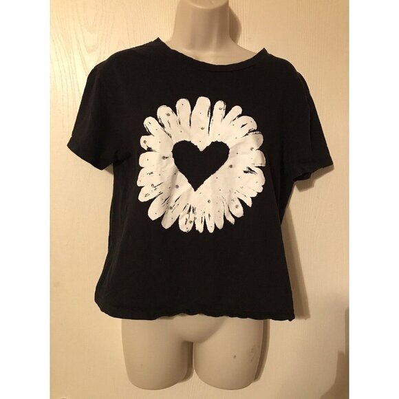 Olsenboye Tops - Olsenboye Black White Daisy Sequin Y2K Crop Top Cotton Size Medium